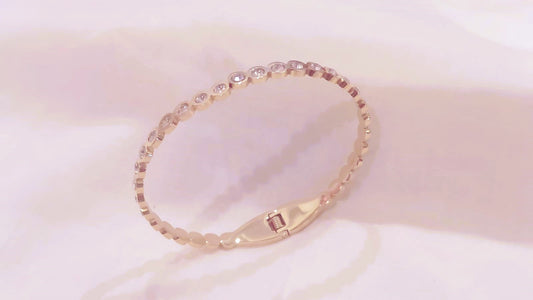 Stainless Steel 18K Gold Plated Diamante Bangle Bracelet