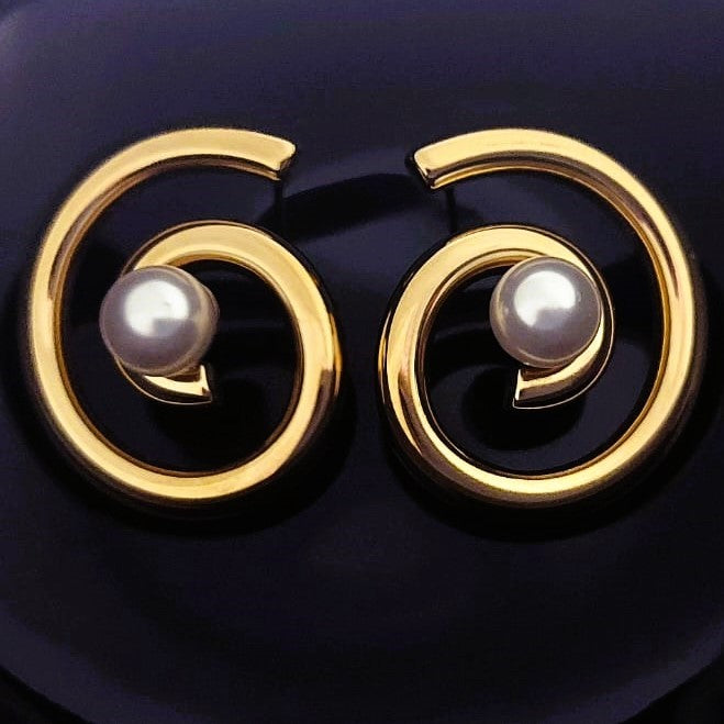 Stainless Steel 18K Gold Plated Swirl Earrings