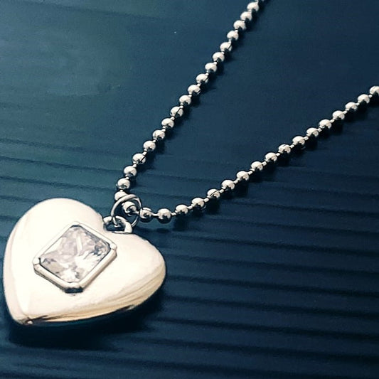 Stainless Steel Silver Plated Heart Necklace