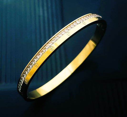 Stainless Steel 18K Gold Plated Bangle Bracelet