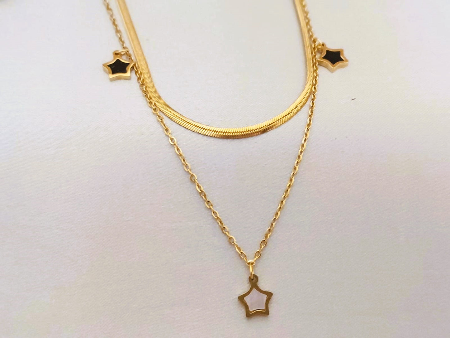 Stainless Steel 18K Gold Plated Starry Layered Necklace